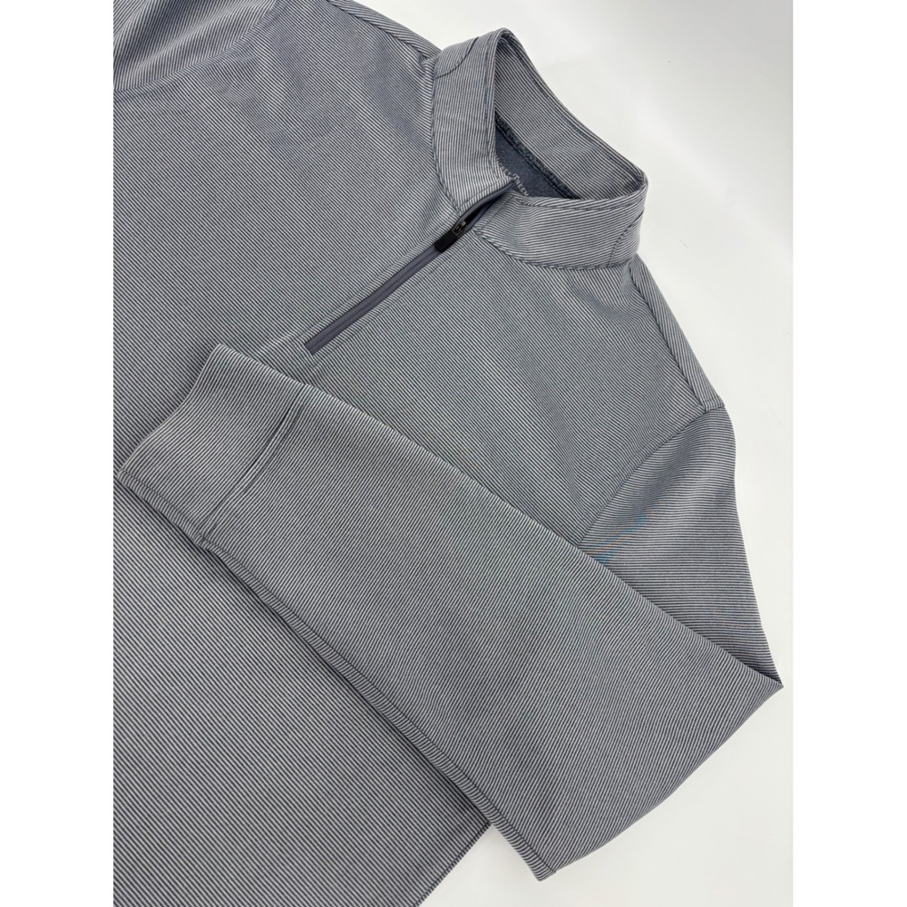 Hickey Freeman Mens Large Grey Micro Stripe Quarter Zip Pullover Sweatshirt